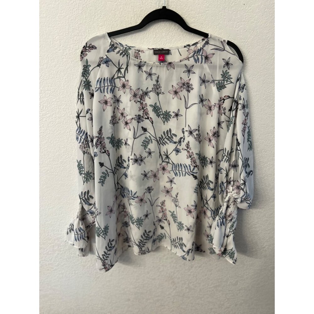 Vince Camuto spring romance floral blouse women size 1X